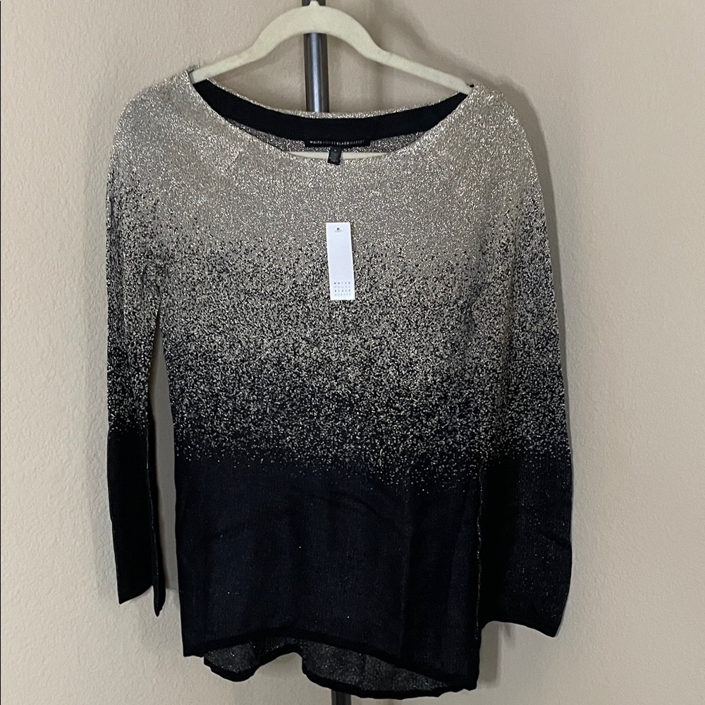 White House Black Market Black and Cream Top